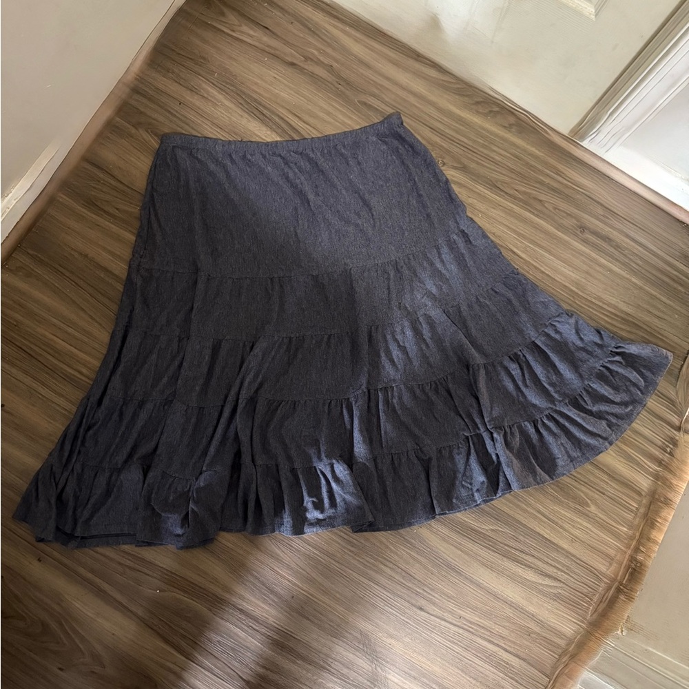 Gray Maxi A-Line Pleated Skirt for Work